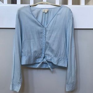NWOT long sleeved chambray cropped top